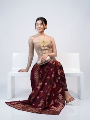 24797 maroon Kamen Katun Bordir Lasem