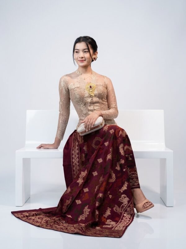 24797 maroon Kamen Katun Bordir Lasem